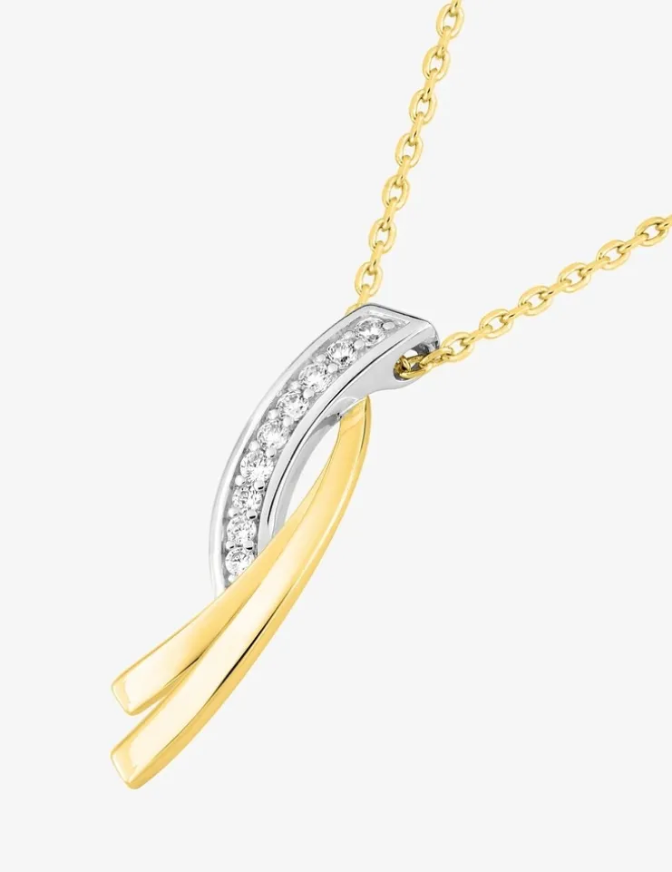Collier rubans bicolores plaqué or, rhodium et oxydes de zirconium SO OR