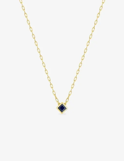 Collier saphir carré or jaune 375‰ SO OR