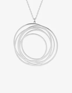 Collier sautoir acier avec multitude de cercles superposés SO OR