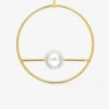 Collier sautoir cercle 40 mm plaqué or + perle d'imitation 10 mm SO OR
