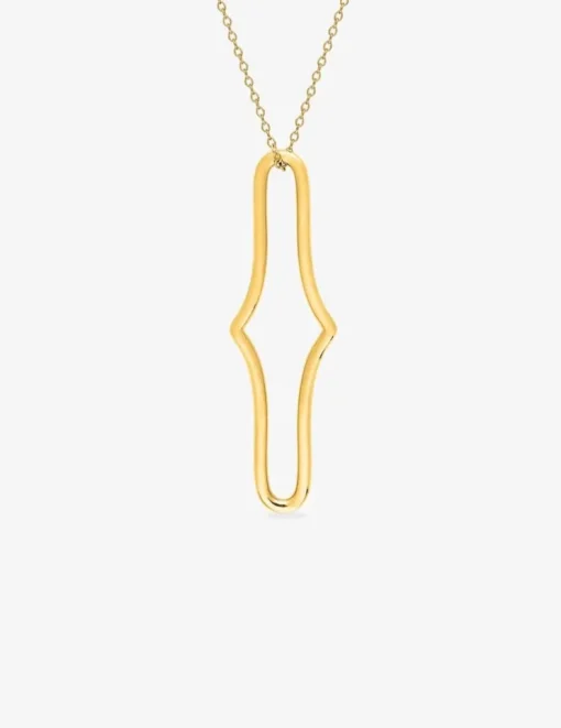 Collier sautoir en plaqué or motif percé SO OR