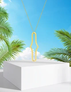 Collier sautoir en plaqué or motif percé SO OR