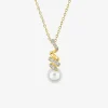 Collier serpentin plaqué or, rhodium, oxydes de zirconium et perle d'imitation 8 mm SO OR