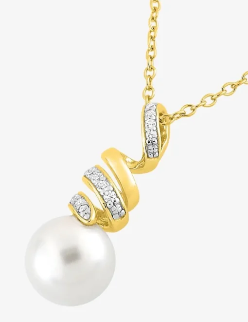 Collier serpentin plaqué or, rhodium, oxydes de zirconium et perle d'imitation 8 mm SO OR