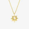 Collier soleil acier doré et cristal blanc SO OR