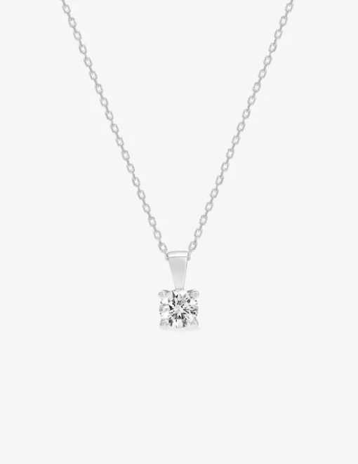 Collier solitaire argent 925‰ rhodié et oxyde de zirconium 6 mm SO OR
