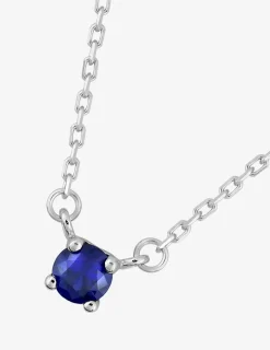 Collier solitaire argent 925‰ rhodié et oxyde de zirconium bleu foncé 4 mm SO OR