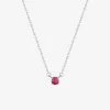 Collier solitaire argent 925‰ rhodié et oxyde de zirconium rouge 4 mm SO OR