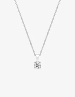 Collier solitaire argent 925‰ rhodié et oxyde de zirconium 4,5 mm serti griffes SO OR