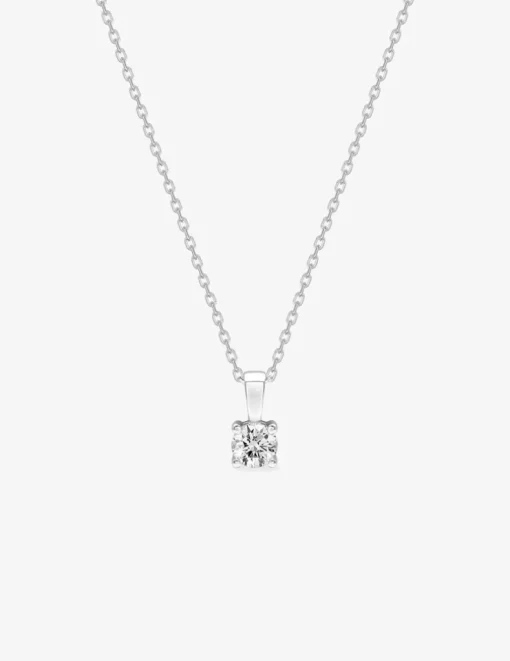 Collier solitaire argent 925‰ rhodié et oxyde de zirconium 4,5 mm serti griffes SO OR