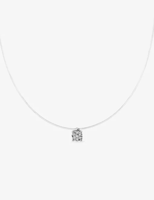 Collier solitaire or blanc 375‰ et diamant 0,029 ct SO OR