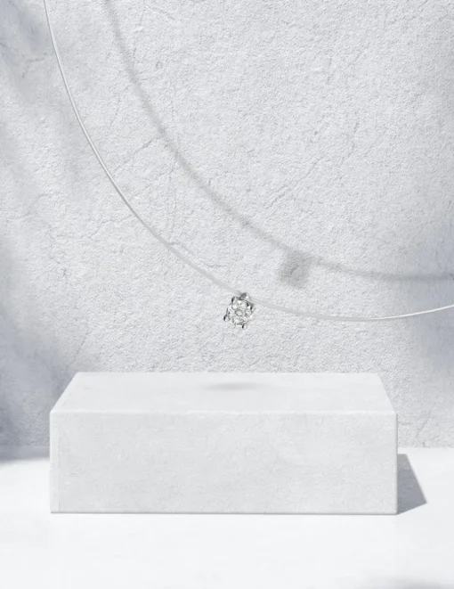 Collier solitaire or blanc 375‰ et diamant 0,029 ct SO OR