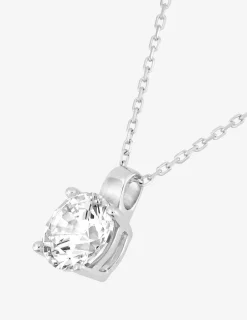 Collier solitaire or blanc 750‰ et oxyde de zirconium 1,00 ct SO OR