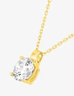 Collier solitaire or jaune 375‰ et oxyde de zirconium 6,5 mm SO OR