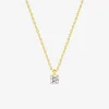 Collier solitaire plaqué or et oxyde de zirconium 4,5 mm SO OR