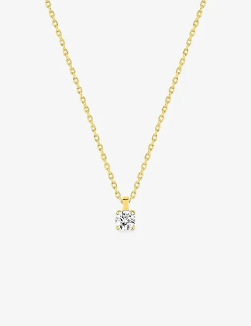 Collier solitaire plaqué or et oxyde de zirconium 4,5 mm SO OR