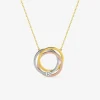 Collier tricolore anneaux entrelacés et oxyde de zirconium en or jaune 375 ‰ SO OR