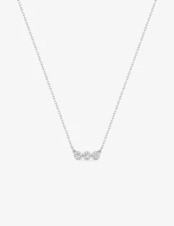 Collier trilogie oxydes de zirconium sertis clos or blanc 375‰ SO OR