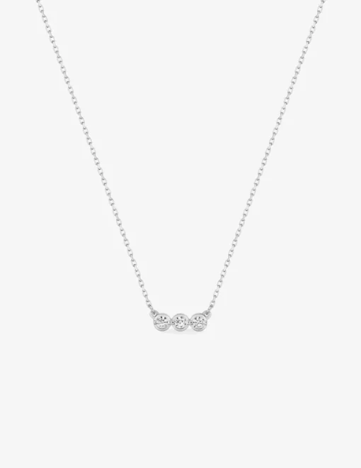 Collier trilogie oxydes de zirconium sertis clos or blanc 375‰ SO OR