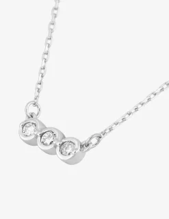 Collier trilogie oxydes de zirconium sertis clos or blanc 375‰ SO OR