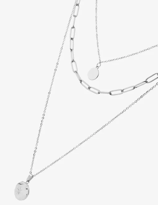 Collier trois rangs et pendentif en acier SO OR