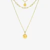 Collier trois rangs et pendentif en acier doré SO OR