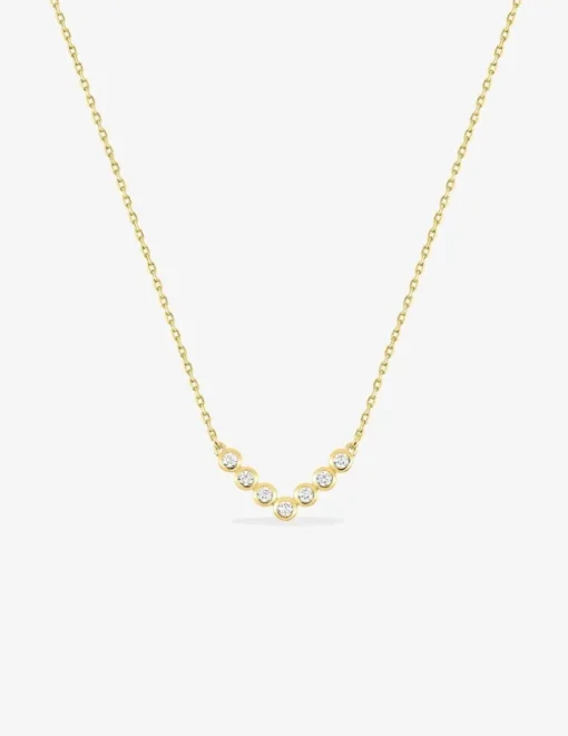 Collier V or jaune 375‰ oxydes de zirconium sertis clos SO OR