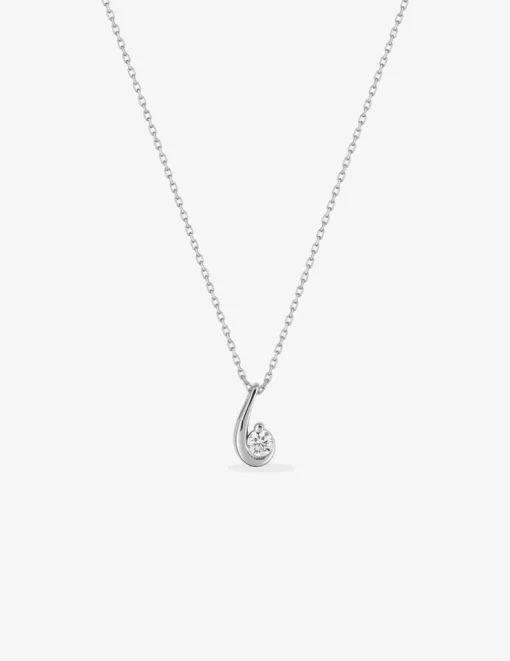 Collier virgule or blanc 375 ‰ et oxyde de zirconium SO OR