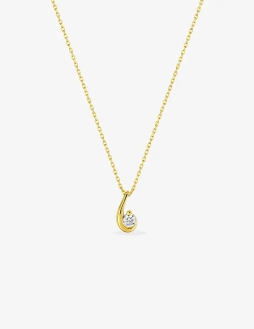 Collier virgule or jaune 375 ‰ et oxyde de zirconium SO OR