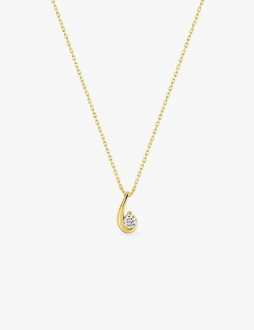 Collier virgule or jaune 750‰ et oxyde de zirconium SO OR