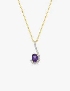 Collier virgule plaqué or, rhodium et oxyde de zirconium blanc et violet SO OR