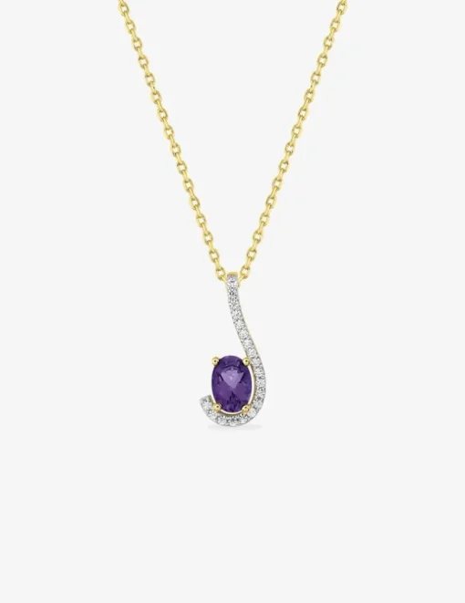 Collier virgule plaqué or, rhodium et oxyde de zirconium blanc et violet SO OR