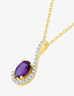 Collier virgule plaqué or, rhodium et oxyde de zirconium blanc et violet SO OR