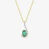 Collier virgule plaqué or, rhodium et oxyde de zirconium blanc et vert SO OR