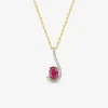 Collier virgule plaqué or et oxyde de zirconium rouge SO OR