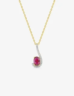 Collier virgule plaqué or et oxyde de zirconium rouge SO OR