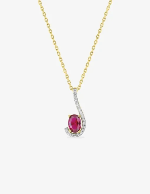 Collier virgule plaqué or et oxyde de zirconium rouge SO OR