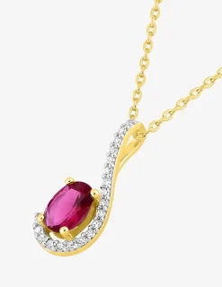 Collier virgule plaqué or et oxyde de zirconium rouge SO OR