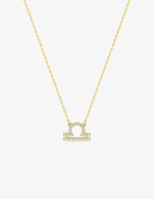 Collier zodiaque Balance or jaune 375 ‰ et oxydes de zirconium SO OR