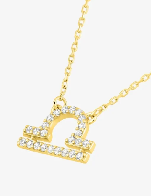 Collier zodiaque Balance or jaune 375 ‰ et oxydes de zirconium SO OR