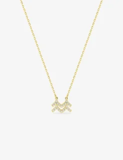 Collier zodiaque Verseau or jaune 750 ‰ et oxydes de zirconium SO OR