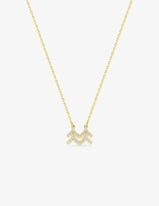 Collier zodiaque Verseau or jaune 750 ‰ et oxydes de zirconium SO OR