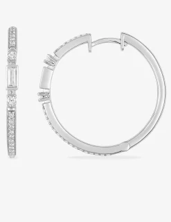 Créoles 25 mm argent 925‰ rhodié et oxydes de zirconium SO OR