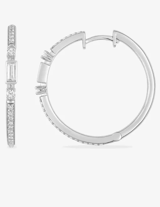 Créoles 25 mm argent 925‰ rhodié et oxydes de zirconium SO OR