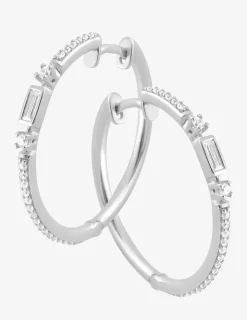 Créoles 25 mm argent 925‰ rhodié et oxydes de zirconium SO OR