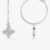Créoles 15 mm argent 925‰ rhodié et fleur oxydes de zirconium SO OR