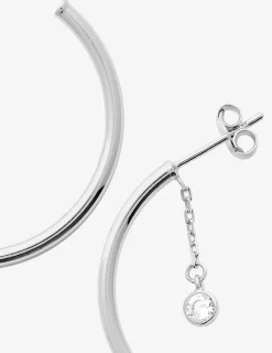 Créoles 30 mm argent 925‰ rhodié et oxyde de zirconium SO OR
