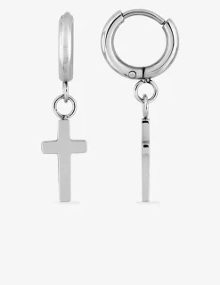 Créoles 10 mm croix acier SO OR