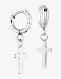 Créoles 10 mm croix acier SO OR