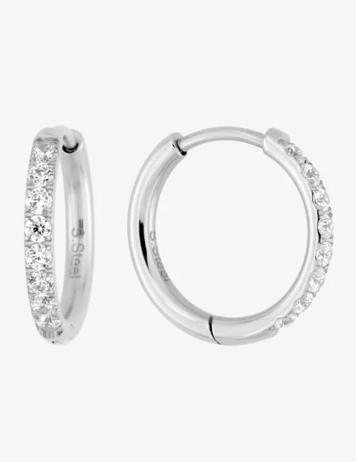 Créoles 16 mm oxydes de zirconium synthétiques et acier SO OR